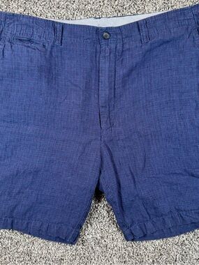 Daniel Cremieux Men's Size 40 Nantucket Linen Chino Shorts Navy & Pink Plaid 9"